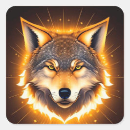 Stralende Wolf Natuur Liefhebber Cadeau, Stoute Na Vierkante Sticker