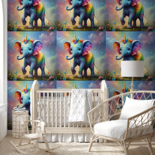 Stralende Wonders: De Regenboog Baby Eenhoorn Olif Behang