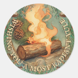 Stralende Yule  stijl winterzonnewende Ronde Sticker