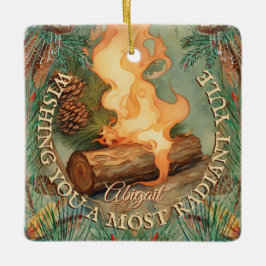 Stralende Yule & Winter Solstice Square Metalen Ornament