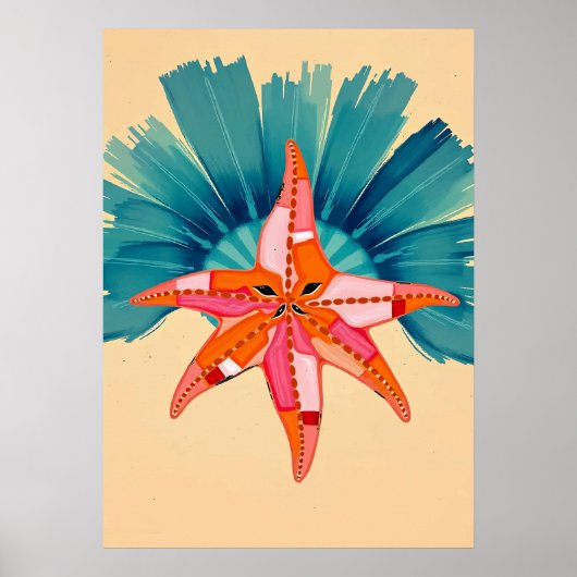 Stralende Zeester Kustkunst Poster (Voorkant)