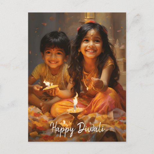 Stralende Zegeningen: Diwali Vreugde met Hindoe Ki Briefkaart (Voorkant)