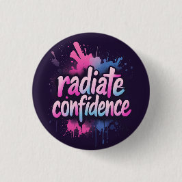 Stralende Zelfverzekerdheid Speld | Zelfliefde & E Ronde Button 3,2 Cm