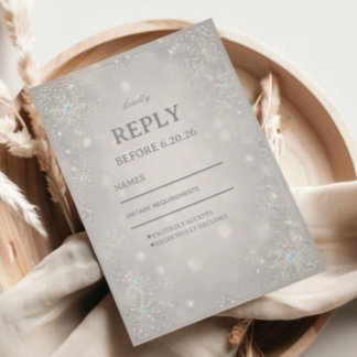 Stralende Zilveren Bevroren Winter Glans RSVP Kaartje