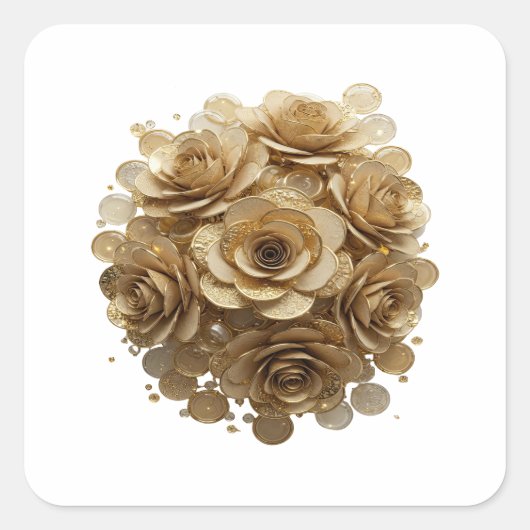 Stralende zilveren Gouden Rozen Sticker Kunst (Voorkant)