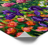 Stralende Zomer Zonnebloem en Iris Weide Olieverf Poster (Hoek)