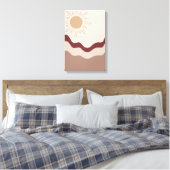 Stralende Zon Boho Kunst – Abstracte Aardse Print (Insitu (Slaapkamer))
