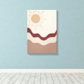 Stralende Zon Boho Kunst – Abstracte Aardse Print (Insitu (Houten vloer))