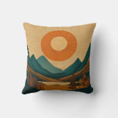 Stralende Zon en Geometrische Bergen Abstracte Lan Kussen (Achterkant)