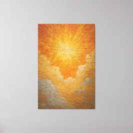 Stralende Zon met Gouden Wolken Textuur Abstract Canvas Afdruk