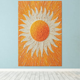 Stralende Zon met Witte Vlammende Stralen Abstract Canvas Afdruk