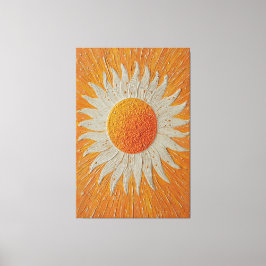Stralende Zon met Witte Vlammende Stralen Abstract Canvas Afdruk