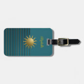Stralende zon op Blauwgroen Bagagelabel (Voorkant horizontaal)