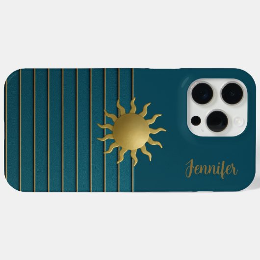 Stralende zon op Blauwgroen Case-Mate iPhone Case (Achterkant (horizontaal))