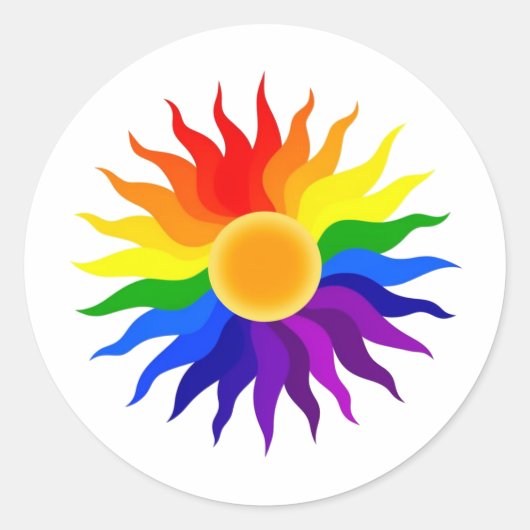 Stralende Zon – Pride Kunst Ronde Sticker (Voorkant)