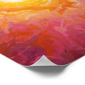 Stralende zon rondom kolkende wolken poster (Hoek)