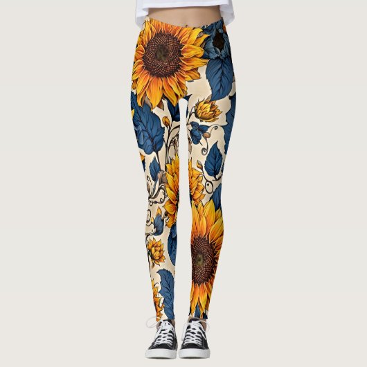 Stralende Zonnebloem Bliss: Omarm Levendigheid met Leggings (Voorkant)