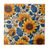 Stralende zonnebloem bloei: uw ruimte inblazen tegeltje (Voorkant)