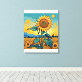 Stralende Zonnebloem - Dutch Master Serie ZA01 Canvas Afdruk (Insitu (Houten vloer))
