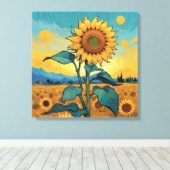 Stralende Zonnebloem - Dutch Master Serie ZA01 Canvas Afdruk (Insitu (Houten vloer))