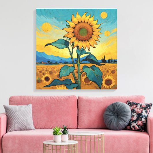 Stralende Zonnebloem - Dutch Master Serie ZA01 Canvas Afdruk (Insitu (Woonkamer))