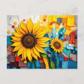 Stralende zonnebloem in moderne Abstracte stijl Feestdagenkaart (Voorkant)