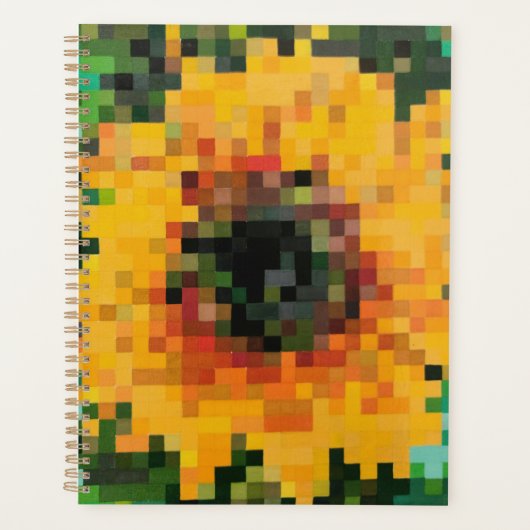Stralende zonnebloem in pixels planner (Voorkant)