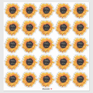 Stralende zonnebloem monogram namen cadeaustickers sticker