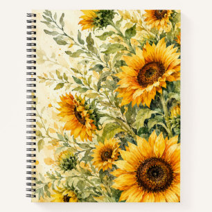 Stralende Zonnebloem Tuin Aquarel Notitieboek
