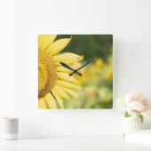 Stralende zonnebloem vierkante klok (Huis)