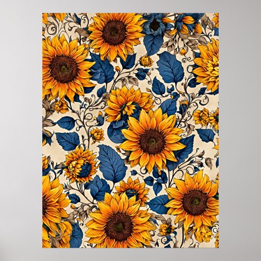 Stralende zonnebloemen: een symfonie van kleurrijk poster (Voorkant)