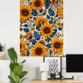 Stralende zonnebloemen: een symfonie van kleurrijk poster (Thuiskantoor)