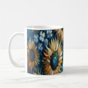 Stralende Zonnebloemen met Tranquil Blue Surround Koffiemok