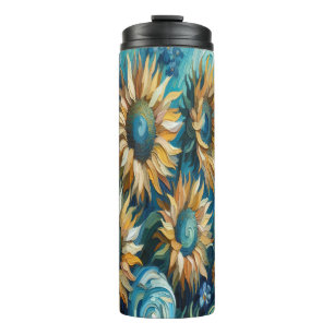 Stralende Zonnebloemen met Tranquil Blue Surround Thermosbeker
