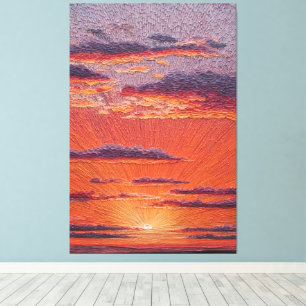 Stralende Zonneuitbarsting Over Kleurrijke Lucht A Canvas Afdruk