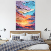 Stralende Zonsondergang Hemel Textuur Abstracte Wa Canvas Afdruk (Insitu (Slaapkamer))