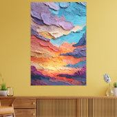 Stralende Zonsondergang Hemel Textuur Abstracte Wa Canvas Afdruk (Insitu (Woonkamer))