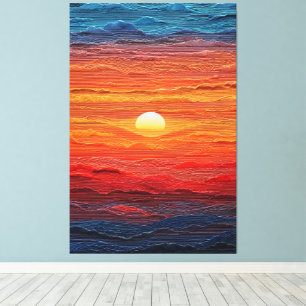 Stralende Zonsondergang Horizon Abstracte Wandkuns Canvas Afdruk