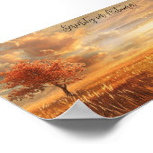 Stralende zonsondergang in de herfstweide poster (Hoek)