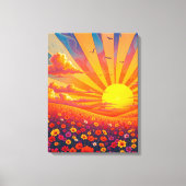 Stralende zonsondergang over grillig landschap canvas afdruk (Voorkant)