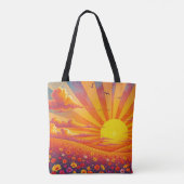 Stralende zonsondergang over grillig landschap tote bag (Achterkant)