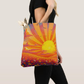 Stralende zonsondergang over grillig landschap tote bag (Dichtbij)