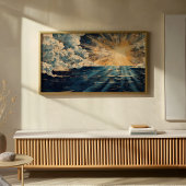 Stralende zonsopgang boven de oceaan poster