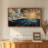 Stralende zonsopgang boven de oceaan poster