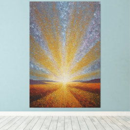 Stralende zonsopgang met gouden stralen getexturee canvas afdruk