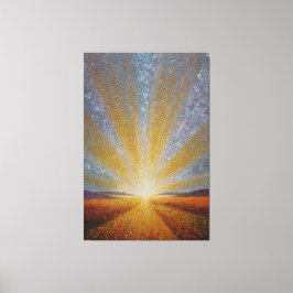 Stralende zonsopgang met gouden stralen getexturee canvas afdruk