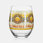 Stralenpositiviteit lachende zon wijnglas zonder voet (Achterkant)