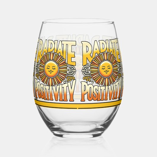 Stralenpositiviteit lachende zon wijnglas zonder voet (Rechts)