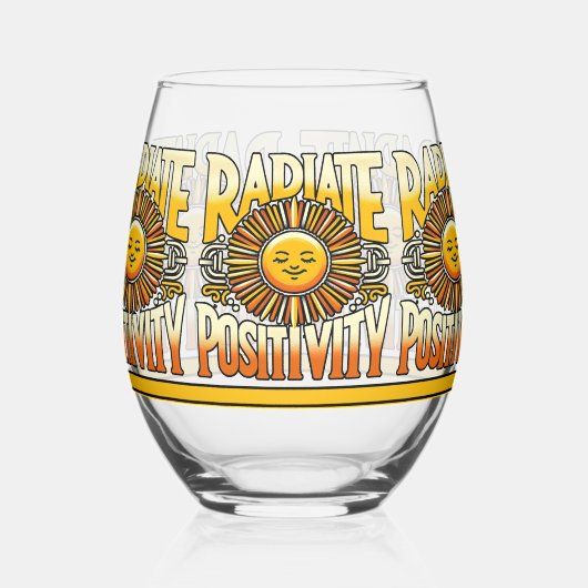 Stralenpositiviteit lachende zon wijnglas zonder voet (Links)