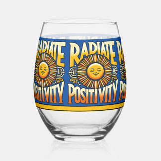 Stralenpositiviteit lachende zon wijnglas zonder voet